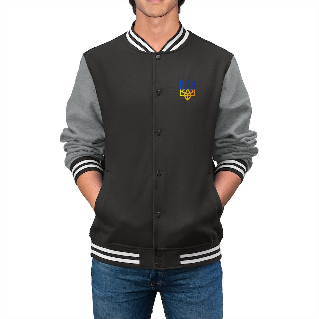 Men's Varsity Jacket With Trident Embroidery