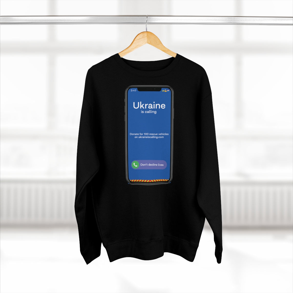 Ukraine Is Calling Screenshot - Unisex Premium Crewneck Sweatshirt