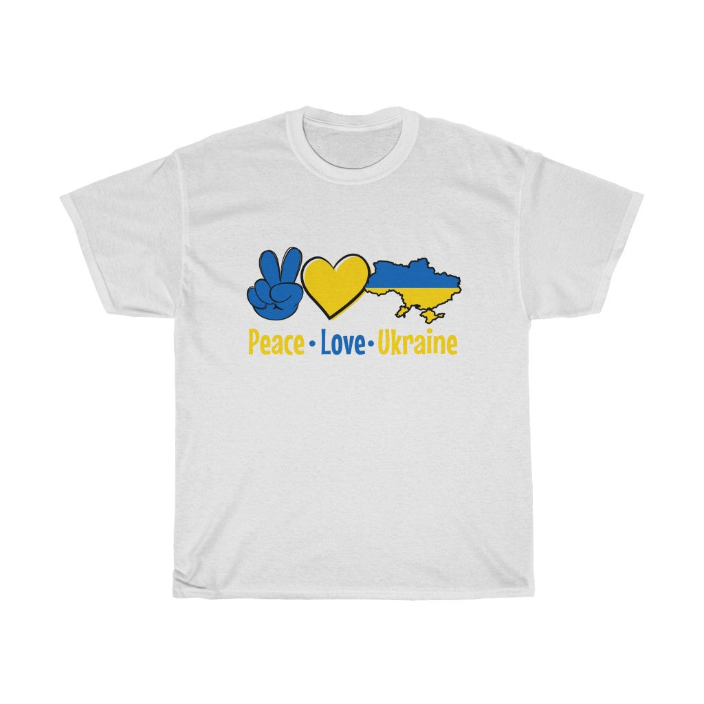 Peace Love Ukraine Unisex T-Shirt aus Baumwolle