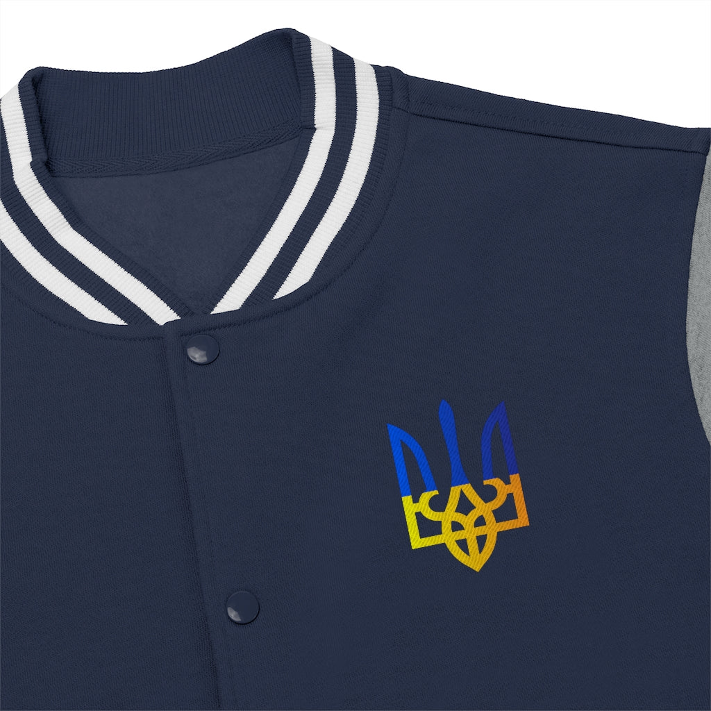 Men's Varsity Jacket With Trident Embroidery